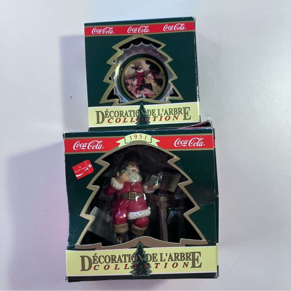 Vintage Coca-Cola 1951 Christmas Ornament Set Trim A Tree Collection 2pc Lot NWT